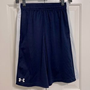 Under Armour Heatgear Navy & White Athletic Shorts, Boys Large